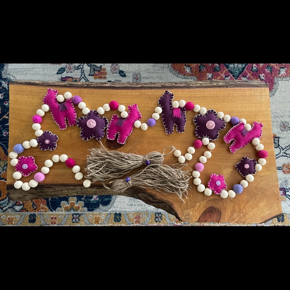 Handmade Purple & Pink Llama Garland. Window Decoration. Room decoration